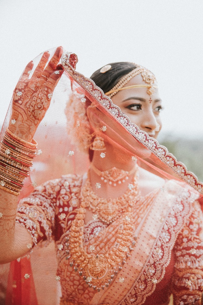 Bride Shivani with Embroidered Veil & Mehndi