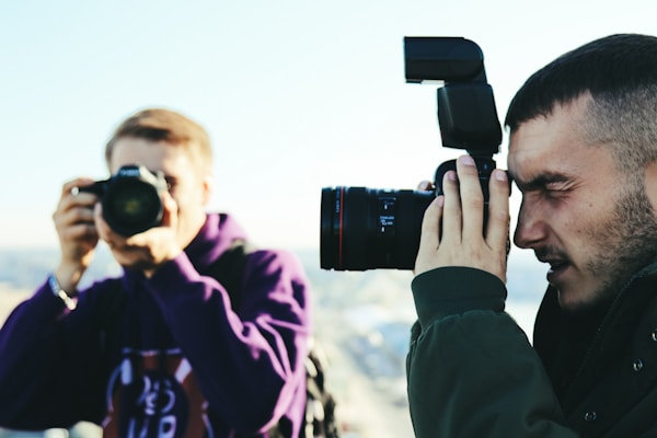 Assistant supporting a wedding shoot with a secondary angle
